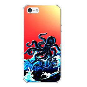 Чехол для iPhone 5/5S матовый с принтом Кракен в Море | Градиент , Силикон | Область печати: задняя сторона чехла, без боковых панелей | animal | beast | fade | kraken | monster | moon | ocean | octopus | sea | water | waves | вода | волны | градиент | животные | звери | кракен | луна | монстр | море | океан | осьминог | рыбы | щупальца