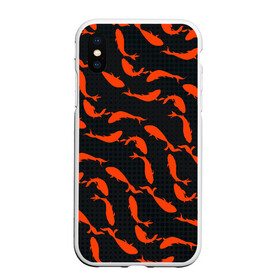 Чехол для iPhone XS Max матовый с принтом Красные рыбки , Силикон | Область печати: задняя сторона чехла, без боковых панелей | fish | красные | море | морские | на черном | паттерн | рыба | рыбки | рыбы