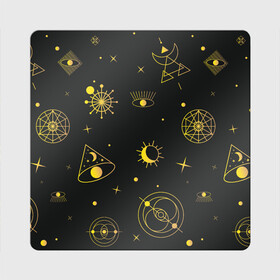 Магнит виниловый Квадрат с принтом Эзотерика , полимерный материал с магнитным слоем | размер 9*9 см, закругленные углы | гадание | глаз | гороскоп | желтый | звезды | знаки | зодиак | магия | оккультизм | тайны | эзотерика