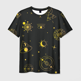 Мужская футболка 3D с принтом Эзотерика , 100% полиэфир | прямой крой, круглый вырез горловины, длина до линии бедер | гадание | глаз | гороскоп | желтый | звезды | знаки | зодиак | магия | оккультизм | тайны | эзотерика