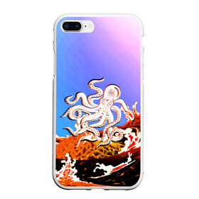 Чехол для iPhone 7Plus/8 Plus матовый с принтом Осьминог в Лаве | Градиент , Силикон | Область печати: задняя сторона чехла, без боковых панелей | Тематика изображения на принте: animal | beast | fade | kraken | monster | moon | ocean | octopus | sea | water | waves | вода | волны | градиент | животные | звери | кракен | лава | луна | монстр | море | небо | огонь | океан | осьминог | рыбы | щупальца