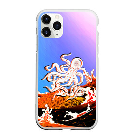 Чехол для iPhone 11 Pro матовый с принтом Осьминог в Лаве | Градиент , Силикон |  | animal | beast | fade | kraken | monster | moon | ocean | octopus | sea | water | waves | вода | волны | градиент | животные | звери | кракен | лава | луна | монстр | море | небо | огонь | океан | осьминог | рыбы | щупальца
