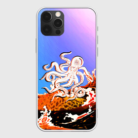 Чехол для iPhone 12 Pro Max с принтом Осьминог в Лаве | Градиент , Силикон |  | Тематика изображения на принте: animal | beast | fade | kraken | monster | moon | ocean | octopus | sea | water | waves | вода | волны | градиент | животные | звери | кракен | лава | луна | монстр | море | небо | огонь | океан | осьминог | рыбы | щупальца