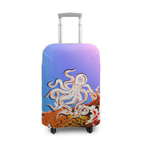 Чехол для чемодана 3D с принтом Осьминог в Лаве | Градиент , 86% полиэфир, 14% спандекс | двустороннее нанесение принта, прорези для ручек и колес | animal | beast | fade | kraken | monster | moon | ocean | octopus | sea | water | waves | вода | волны | градиент | животные | звери | кракен | лава | луна | монстр | море | небо | огонь | океан | осьминог | рыбы | щупальца
