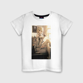 Детская футболка хлопок с принтом Lumine fan art , 100% хлопок | круглый вырез горловины, полуприлегающий силуэт, длина до линии бедер | art | fanart | game | genshin | impact | lumine | арт | люмин | фан