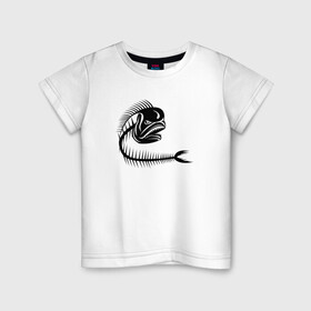 Детская футболка хлопок с принтом Скелет рыбы , 100% хлопок | круглый вырез горловины, полуприлегающий силуэт, длина до линии бедер | fish | кости | паттерн | рыба | рыбы | с скелетом рыбы | скелет