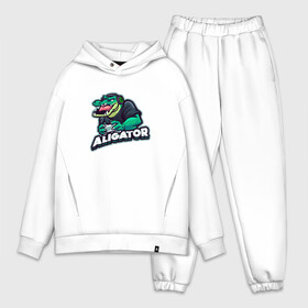 Мужской костюм хлопок OVERSIZE с принтом Аллигатор ,  |  | alligator | crocodile | reptile | аллигатор | крокодил | крокодильчик