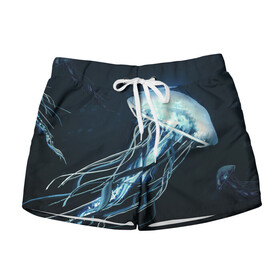 Женские шорты 3D с принтом Рисунок медуза , 100% полиэстер | прямой крой, два кармана без застежек по бокам. Мягкая трикотажная резинка на поясе, внутри которой широкие завязки. Длина до середины бедра | medusa | арт | животные | медузы | рисунок | рыбы | щупальца