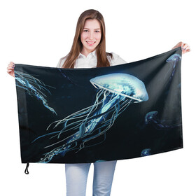 Флаг 3D с принтом Рисунок медуза , 100% полиэстер | плотность ткани — 95 г/м2, размер — 67 х 109 см. Принт наносится с одной стороны | medusa | арт | животные | медузы | рисунок | рыбы | щупальца