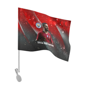 Флаг для автомобиля с принтом Silva Bernardo Манчестер Сити , 100% полиэстер | Размер: 30*21 см | manchester city | бернарду силва | манчестер сити | сборная португалии | футбол | футболист