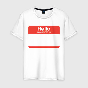 Мужская футболка хлопок с принтом Стикер - напиши свое имя , 100% хлопок | прямой крой, круглый вырез горловины, длина до линии бедер, слегка спущенное плечо. | hello my name is | граффити | имя. | приветствие | стикер