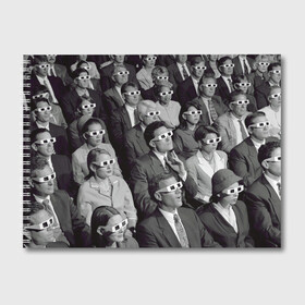 Альбом для рисования с принтом Люди смотрят фильм в 3d очках , 100% бумага
 | матовая бумага, плотность 200 мг. | Тематика изображения на принте: 20 век | 3д очки | art | black white | cinema | color | emotions | history | human | jacket | man | movie | nostalgia | retro | woman | женщина | искусство | история | кино | кинотеатр | классика | мужчина | ностальгия | пиджак | р