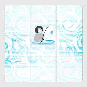 Магнитный плакат 3Х3 с принтом Пингвин рыбачит , Полимерный материал с магнитным слоем | 9 деталей размером 9*9 см | fish | fishing | ловит рыбу | пингвин | рыба | рыбалка | рыбачит