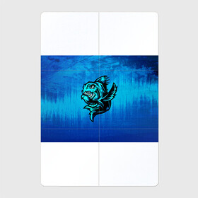 Магнитный плакат 2Х3 с принтом Пиранья , Полимерный материал с магнитным слоем | 6 деталей размером 9*9 см | Тематика изображения на принте: fish | piranha | живность | морская | на синем | пиранья | рыба