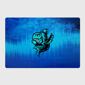 Магнитный плакат 3Х2 с принтом Пиранья , Полимерный материал с магнитным слоем | 6 деталей размером 9*9 см | Тематика изображения на принте: fish | piranha | живность | морская | на синем | пиранья | рыба