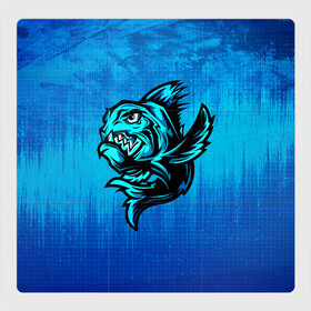 Магнитный плакат 3Х3 с принтом Пиранья , Полимерный материал с магнитным слоем | 9 деталей размером 9*9 см | Тематика изображения на принте: fish | piranha | живность | морская | на синем | пиранья | рыба