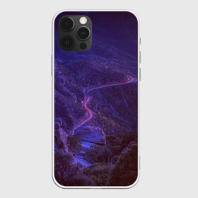 Чехол для iPhone 12 Pro Max с принтом НЕОНОВАЯ ДОРОГА , Силикон |  | neon | tegunvteg | горы | деревья | дорога | лес | неон | природа | холмы