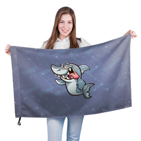 Флаг 3D с принтом Акула , 100% полиэстер | плотность ткани — 95 г/м2, размер — 67 х 109 см. Принт наносится с одной стороны | shark | акула | акулы | жители | клыки | море | морские | океан | рыба