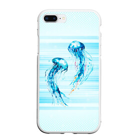 Чехол для iPhone 7Plus/8 Plus матовый с принтом Медузы , Силикон | Область печати: задняя сторона чехла, без боковых панелей | Тематика изображения на принте: jellyfish | medusa | жители | медуза | медузы | морские | океан