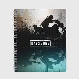 Тетрадь с принтом Days gone отражение Дикона , 100% бумага | 48 листов, плотность листов — 60 г/м2, плотность картонной обложки — 250 г/м2. Листы скреплены сбоку удобной пружинной спиралью. Уголки страниц и обложки скругленные. Цвет линий — светло-серый
 | action | animals | days gone | deacon | gamer | games | nextgen | pandemic | pc | player | playstation | ps 5 | steam | top | valve | weapon | xbox | zombie | валв | видео игры | животные | жизнь после | зомби | игрок | иксбокс | некстген | оружи