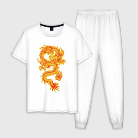 Мужская пижама хлопок с принтом Дракон и машина , 100% хлопок | брюки и футболка прямого кроя, без карманов, на брюках мягкая резинка на поясе и по низу штанин
 | дракон | дракончик | китайский дракон