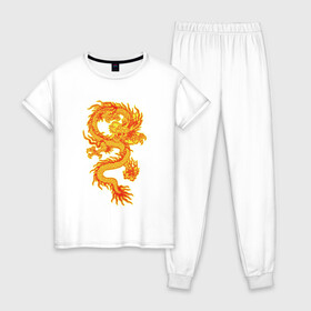 Женская пижама хлопок с принтом Дракон и машина , 100% хлопок | брюки и футболка прямого кроя, без карманов, на брюках мягкая резинка на поясе и по низу штанин | дракон | дракончик | китайский дракон