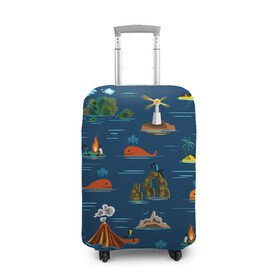 Чехол для чемодана 3D с принтом ОСТРОВА , 86% полиэфир, 14% спандекс | двустороннее нанесение принта, прорези для ручек и колес | география | киты | лето | морское | острова | путешествие. отдых | туризм