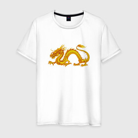 Мужская футболка хлопок с принтом Дракон , 100% хлопок | прямой крой, круглый вырез горловины, длина до линии бедер, слегка спущенное плечо. | Тематика изображения на принте: дракон | дракончик | китайский дракон