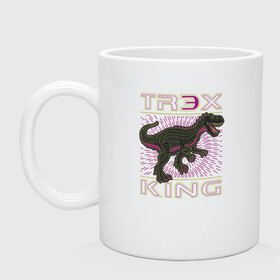 Кружка керамическая с принтом T-rex Король динозавров , керамика | объем — 330 мл, диаметр — 80 мм. Принт наносится на бока кружки, можно сделать два разных изображения | Тематика изображения на принте: dino | rex | roar | t rex | дино | динозавр | динозавры