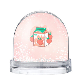 Игрушка Снежный шар с принтом Персиковое молоко в коробке , Пластик | Изображение внутри шара печатается на глянцевой фотобумаге с двух сторон | еда | коробка | молоко | молочко | персик | персиковое молоко