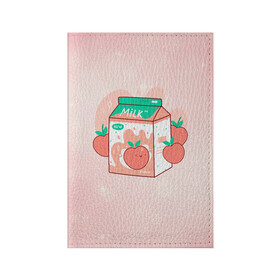 Обложка для паспорта матовая кожа с принтом Персиковое молоко в коробке , натуральная матовая кожа | размер 19,3 х 13,7 см; прозрачные пластиковые крепления | еда | коробка | молоко | молочко | персик | персиковое молоко