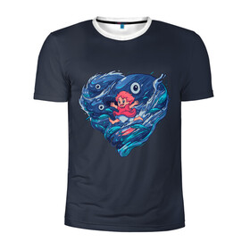 Мужская футболка 3D спортивная с принтом Ocean heart. Totoro , 100% полиэстер с улучшенными характеристиками | приталенный силуэт, круглая горловина, широкие плечи, сужается к линии бедра | catbus | fish | heart | kanta | kusakabe | mei | ocean | ogaki | satsuki | surf | susuvatari | tatsuo | totoro | water | waves | yasuko | вода | волны | канта | котобус | кусакабэ | море | мэй | огаки | океан | прибой | рыба | сацуки | сердце | сусуватари