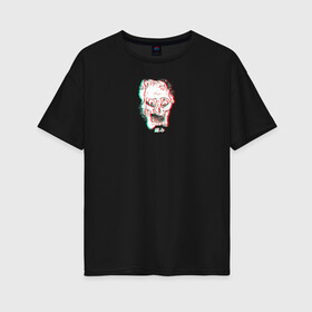 Женская футболка хлопок Oversize с принтом Pain , 100% хлопок | свободный крой, круглый ворот, спущенный рукав, длина до линии бедер
 | pain | боль | глитч | иероглифы | монстр | скелет | страшный | череп
