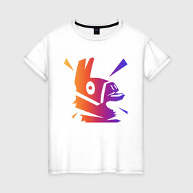 Женская футболка хлопок с принтом Llama , 100% хлопок | прямой крой, круглый вырез горловины, длина до линии бедер, слегка спущенное плечо | animals | fortnite | gamers | games | llama | игры | королевская битва | фортнайт
