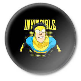 Значок с принтом Invincible ,  металл | круглая форма, металлическая застежка в виде булавки | invincible | комикс | марк грейсон | мультсериал | неуязвимый | супергерой