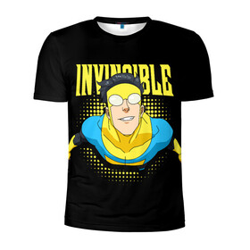 Мужская футболка 3D спортивная с принтом Invincible , 100% полиэстер с улучшенными характеристиками | приталенный силуэт, круглая горловина, широкие плечи, сужается к линии бедра | Тематика изображения на принте: invincible | комикс | марк грейсон | мультсериал | неуязвимый | супергерой