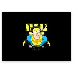 Поздравительная открытка с принтом Invincible , 100% бумага | плотность бумаги 280 г/м2, матовая, на обратной стороне линовка и место для марки
 | Тематика изображения на принте: invincible | комикс | марк грейсон | мультсериал | неуязвимый | супергерой