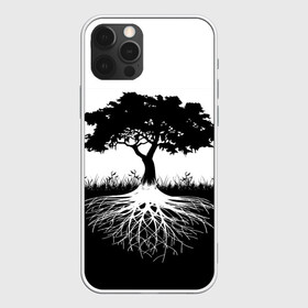Чехол для iPhone 12 Pro Max с принтом ДЕРЕВО ИНЬ-ЯНЬ , Силикон |  | blackwhite | evil | tree | дерево | добро | зло | инь янь | корни | лес | листья | природа | саванна | узор | черно белое