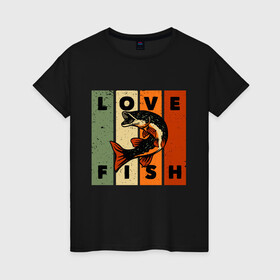 Женская футболка хлопок с принтом Love fish Люблю рыбу  , 100% хлопок | прямой крой, круглый вырез горловины, длина до линии бедер, слегка спущенное плечо | angler | bait | big | fish | fisherman | fishermen | fishing | fishing rod | fly fishing | funny fishing | outdoors | trout | для рыбака | отдых | природа | рыба | рыбак | рыбаку | рыбалка | северная щука | туризм | туристиче