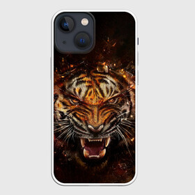 Чехол для iPhone 13 mini с принтом ЯРОСТЬ ТИГРА ,  |  | animal | beast | cat | hunter | tiger | агрессия | брутальность | животные | звери | клыки | кошки | охотник | пасть | природа | рев | тигр | хищник | царь