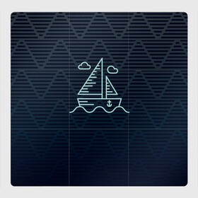 Магнитный плакат 3Х3 с принтом Парусная лодка , Полимерный материал с магнитным слоем | 9 деталей размером 9*9 см | sailboat | кораблик | корабль | лодка | парус | парусная лодка | тату | татуировка