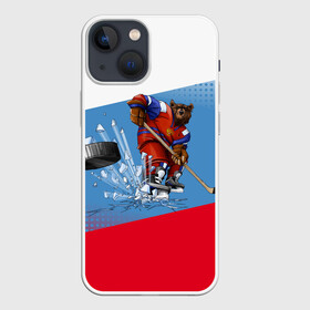 Чехол для iPhone 13 mini с принтом Русский хоккей ,  |  | art | bear | flag | hockey | puck | russia | sport | stick | symbols | арт | клюшка | медведь | россия | символика | спорт | флаг | хоккей | шайба