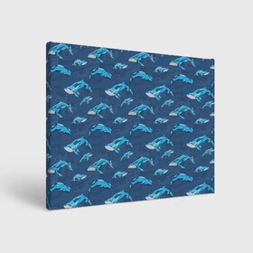 Холст прямоугольный с принтом Киты на синем , 100% ПВХ |  | Тематика изображения на принте: whale | кит | киты | море | на синем | паттерн