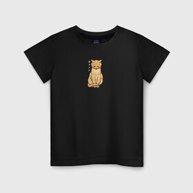 Детская футболка хлопок с принтом Serenity Cat , 100% хлопок | круглый вырез горловины, полуприлегающий силуэт, длина до линии бедер | животное | звери | иероглифы | кот | кошка | надпись на японском | питомец | спокойствие