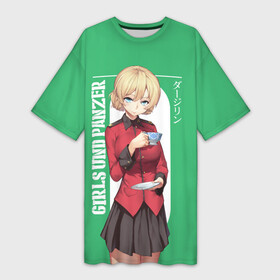 Платье-футболка 3D с принтом Darjeeling ,  |  | Тематика изображения на принте: darjeeling | girls und panzer | girls und panzer правда | дарджилинг | девочки и танки | девушки и танки | катюша | нисидзуми михо | правда | танки