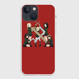 Чехол для iPhone 13 mini с принтом Girls und Panzer Правда ,  |  | Тематика изображения на принте: darjeeling | girls und panzer | girls und panzer правда | дарджилинг | девочки и танки | девушки и танки | катюша | нисидзуми михо | правда | танки