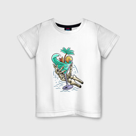 Детская футболка хлопок с принтом Тропики в моём бакале , 100% хлопок | круглый вырез горловины, полуприлегающий силуэт, длина до линии бедер | Тематика изображения на принте: море | отдых | отпуск | путешествия