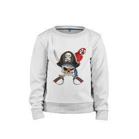 Детский свитшот хлопок с принтом Капитан Джек , 100% хлопок | круглый вырез горловины, эластичные манжеты, пояс и воротник | меч | пират | попугай