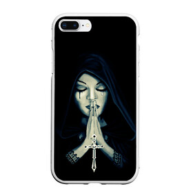 Чехол для iPhone 7Plus/8 Plus матовый с принтом Монашка с крестом , Силикон | Область печати: задняя сторона чехла, без боковых панелей | анархия | крест | крест и монашка | крест череп | крестик | манархия | манашка | молитва | молится | монашка | монашка и крест | монашка с крестиком | монашка с крестом | монашки | с крестом | череп