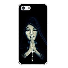 Чехол для iPhone 5/5S матовый с принтом Монашка с крестом , Силикон | Область печати: задняя сторона чехла, без боковых панелей | анархия | крест | крест и монашка | крест череп | крестик | манархия | манашка | молитва | молится | монашка | монашка и крест | монашка с крестиком | монашка с крестом | монашки | с крестом | череп